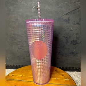 STARBUCKS IRIDESCENT PINK GRID Unicorn COLD CUP W Straw DIAMOND 2021